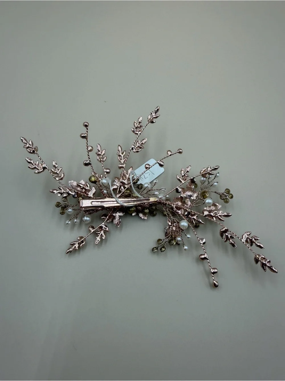 Rose Gold Pearl Crystal Bridal Hair Clip Floral Wedding Barrette NWT